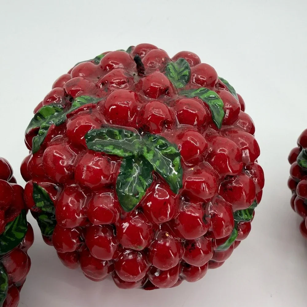 Vtg Harry and David Cranberry Candles SET of 4 Balls 3